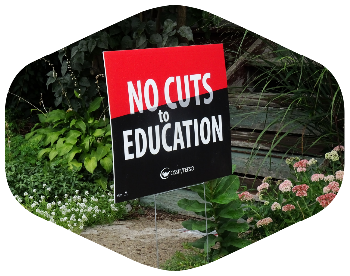 Customized Bandit signage for No Cuts to Education in Philadelphia, PA