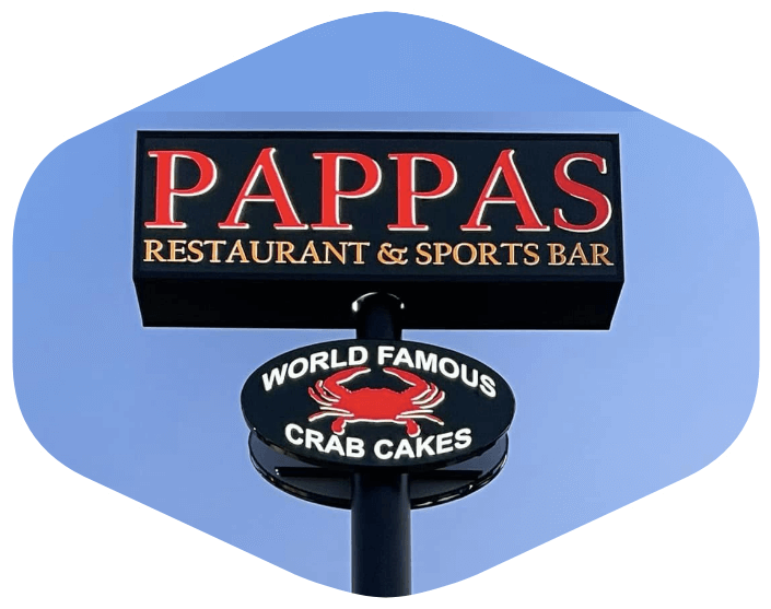 Illuminated pylon sign for restaurant made by Pacesetter Signs and Graphics in Philadelphia